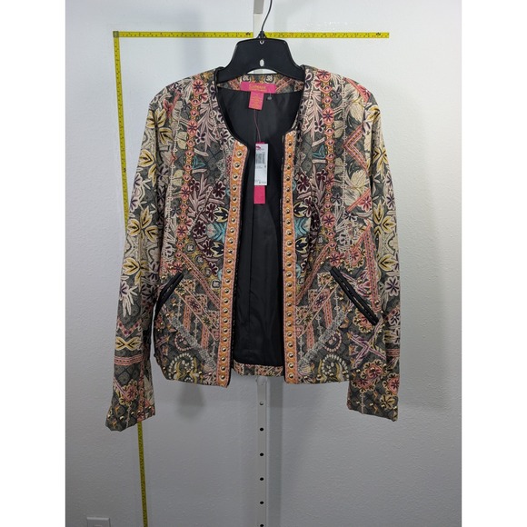 Catherine Catherine Malandrino Jackets & Blazers - Catherine Catherine Malandrino Studded Tapestry Print Jacket Womens Medium NWT